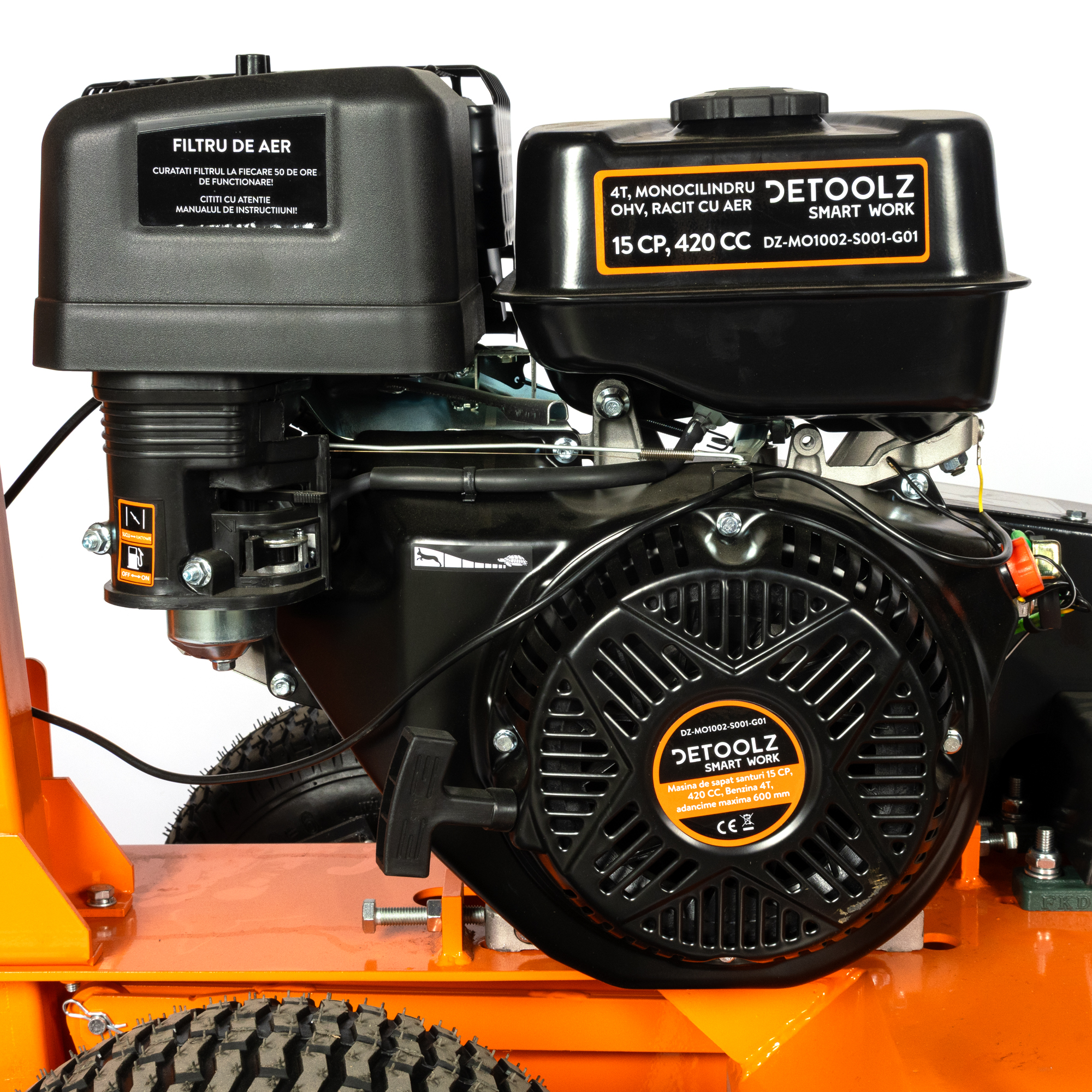 Masina de sapat santuri, Detoolz, 15 CP, 420 CC, benzina 4T, adancime maxima de 600 mm